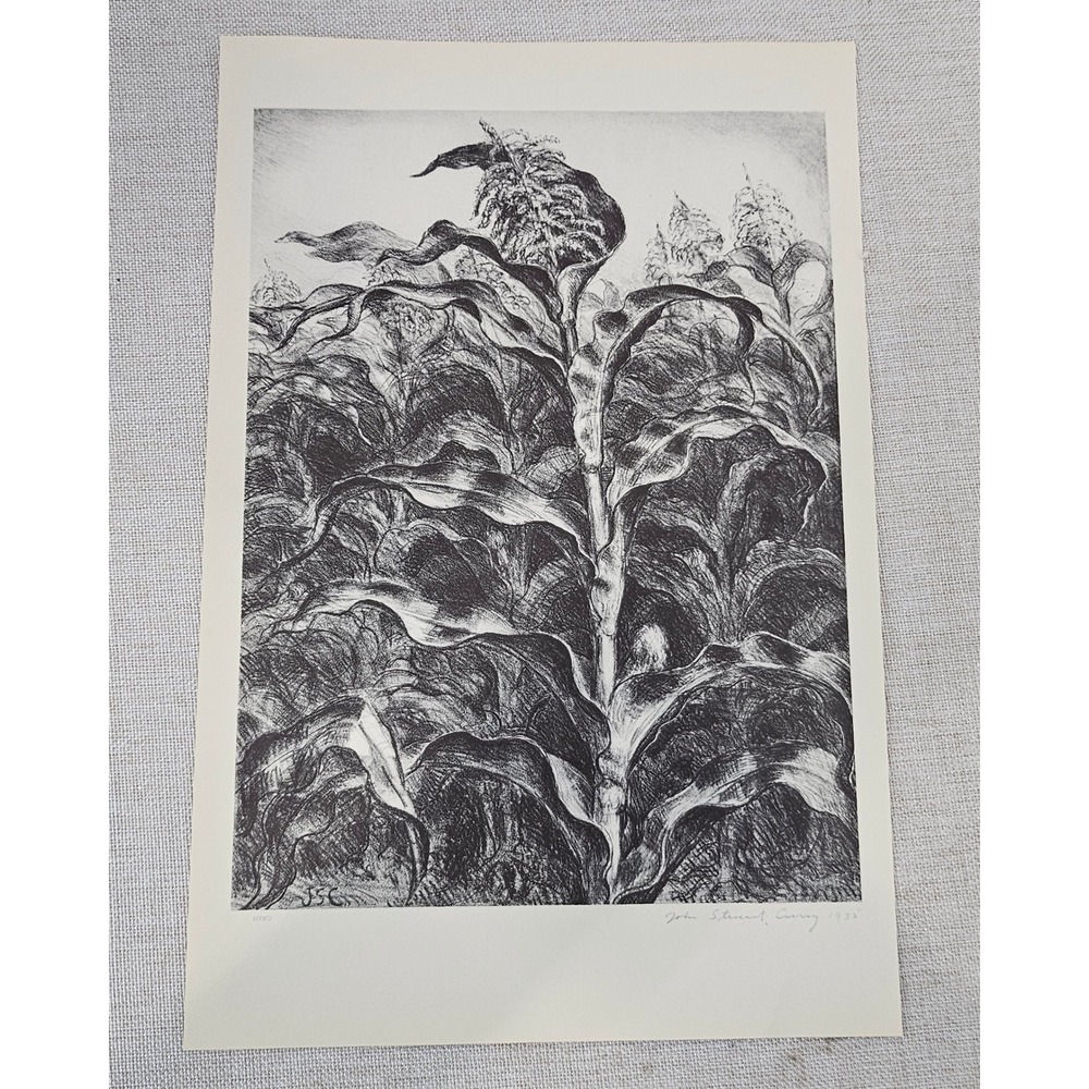 John‎ Steuart Curry Corn Lithograph Print 9x13 Black White Regionalist Art 1935